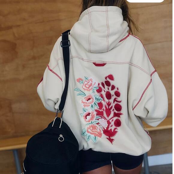 Free People Final Call Rose Logo Hoodie XS - Picture 1 of 10